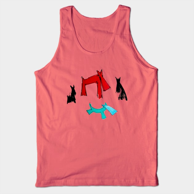 Red, black, blue dancing dogs Tank Top by Mzerart